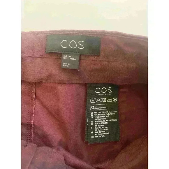 COS Burgundy Solid Color Flat Front Chinos Pants Size EUR 42 - Picture 3 of 6